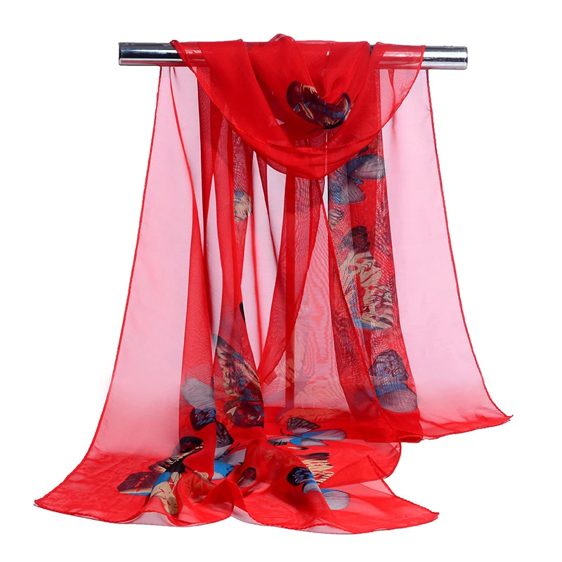 2017 Новый Модный шифоновый шарф с бабочками Летний Пляжный Солнцезащитный