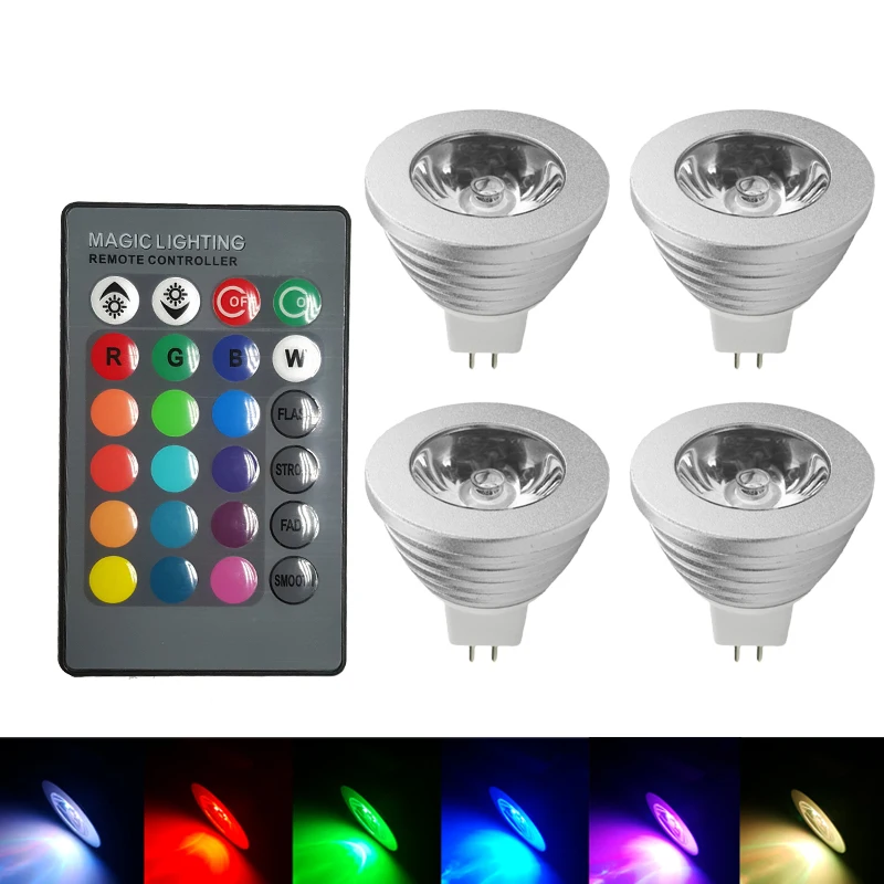 MR16 RGB Светодиодная лампа DC 12 В прожектор высокой мощности 16 цветов ИК пульт