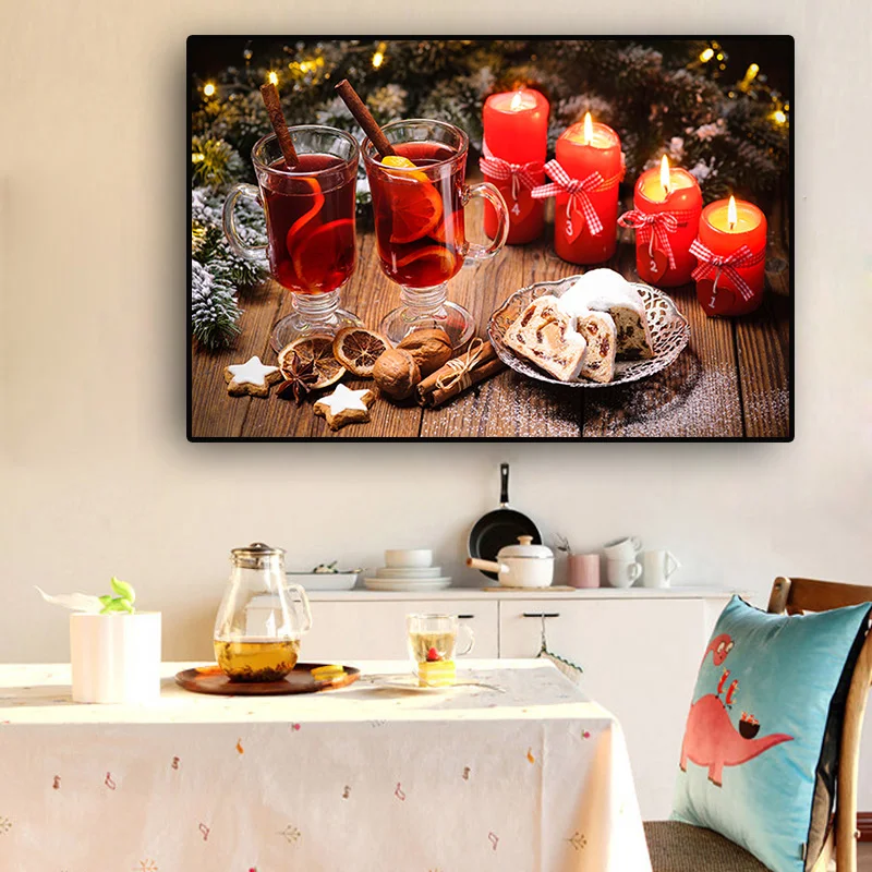 Картина на холсте с изображением лимонной свечи хлеба Скандинавская Настенная