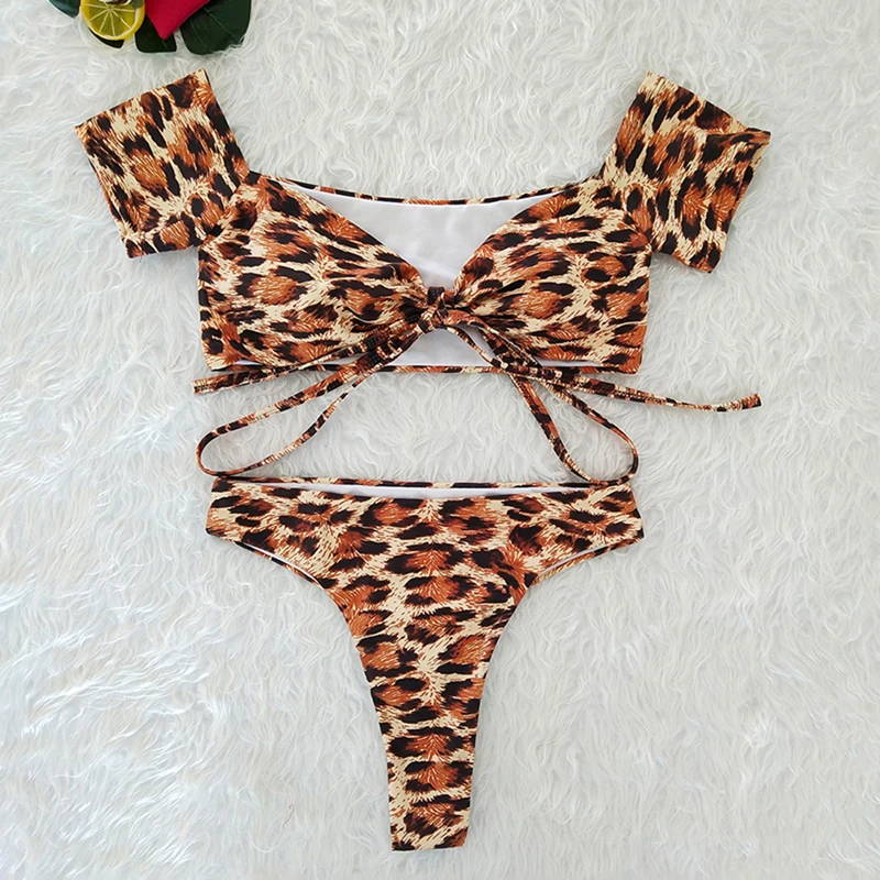 2019 Новый женский сексуальный купальник бикини с леопардовым узором набор