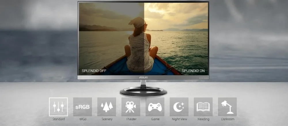 ASUS Designo MZ27AQ Ультратонкий Монитор 27 дюймов, WQHD, Бескаркасный, ультратонкий дизайн, 2,1 канальный аудио, суб-НЧ динамик, аудио от Harman