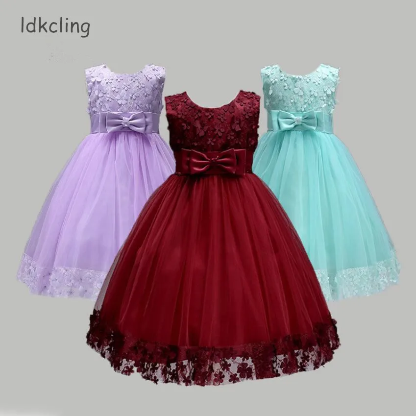 

New 3-8Y Flower Girl Dress Kids Ball Gown Clothing For Girls Graduation Princess Summer Girl Party Dress For Communication