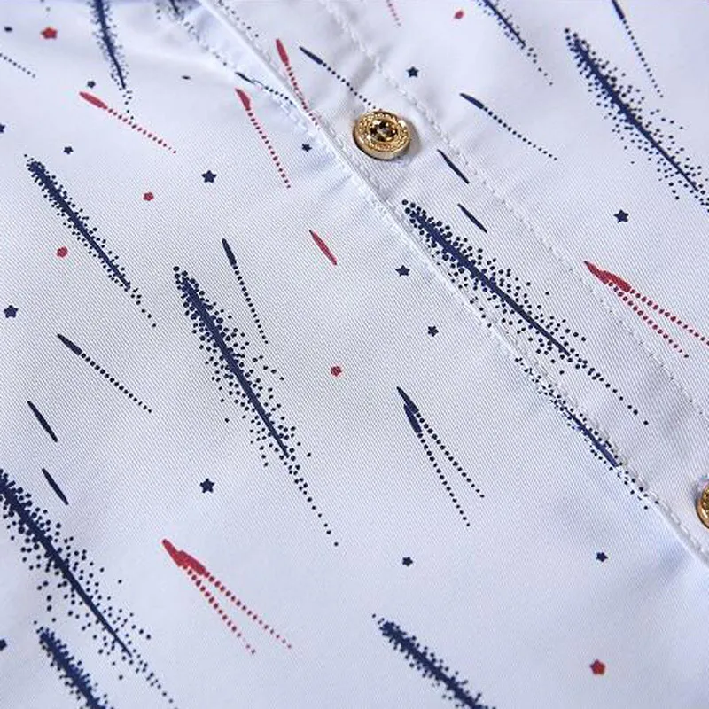 TANGNEST мужские Летние Рубашки 2017 Новых Людей Способа Печати Моды С Коротким