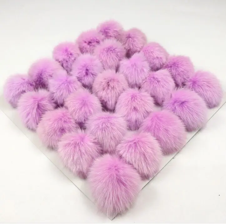 light purple Новые DIY Разноцветные 7 см помпоны из натурального Лисьего меха, мягкие меховые шарики для зимы, вязаные шапки, шапочки, сумки, аксессуары для одежды - Цвет: light purple