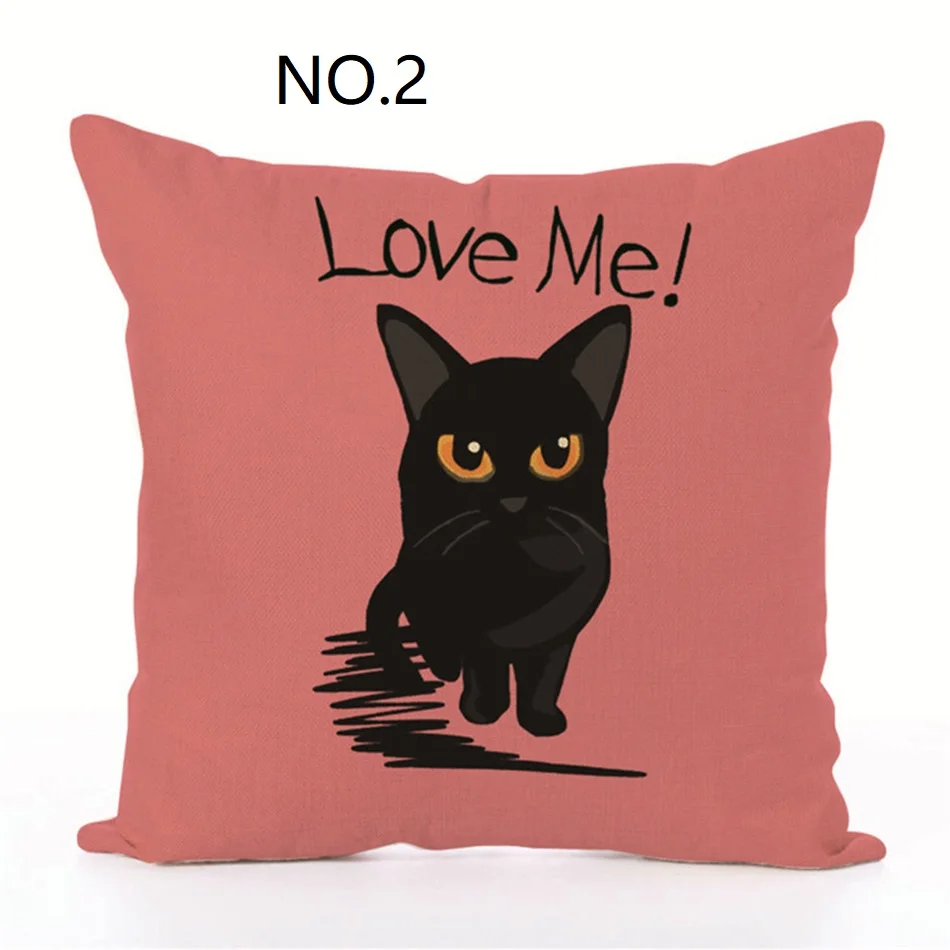 pillow cover 21 Милая льняная наволочка для подушки с рисунком кота и красивая модная квадратная удобная домашняя декоративная наволочка с изображением кота - Цвет: pillow cover 21
