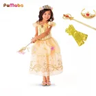 PaMaBa для красоты и с рисунком из мультфильма Красавица и Чудовище костюм для девочек От 2 до 8 лет Маленькая принцесса прелестной Золушки, платье принцессы Авроры Для летних вечеринок платья для девочек