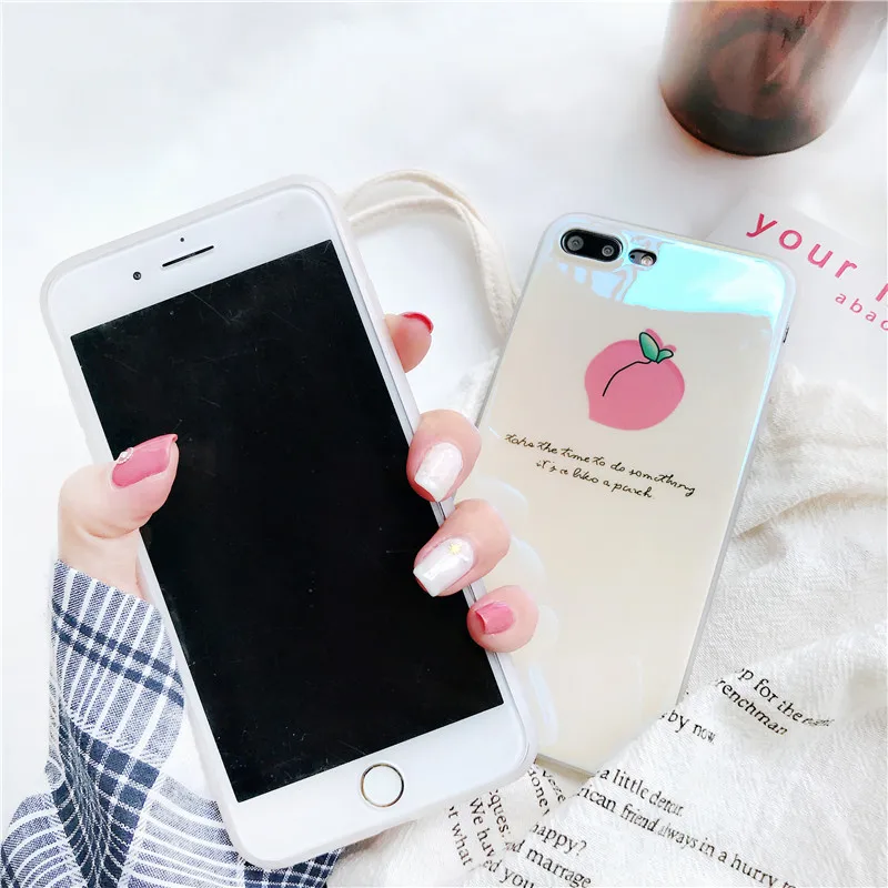 Blu-ray Peach phone case for iPhone 6s 7 Plus 8 XS MAX XR X glossy cover 6 6P 7P 8P |