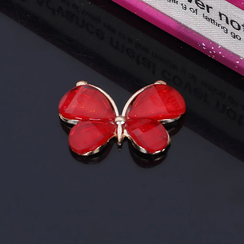 Red Engood 2018New 10 шт Бабочка сплав кнопки для DIY чехол мобильного телефона или аксессуары для волос ZJ197 - Цвет: Red