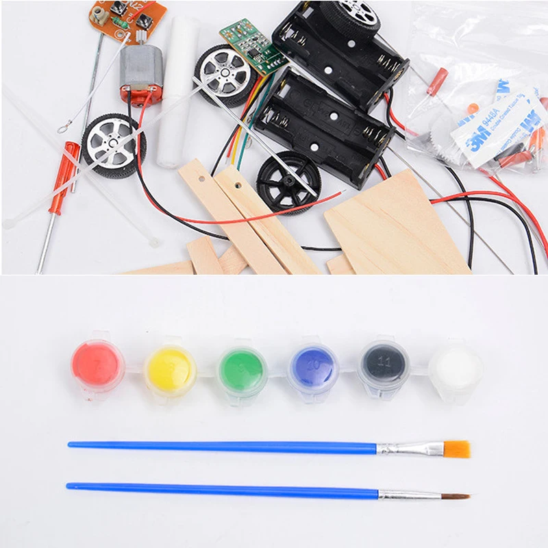 DIY Kids Mini Motor Smart Power Wireless Remote Control Racing Car Model Kit Science Experiments Toy Set Educational 3Y+ | Игрушки и