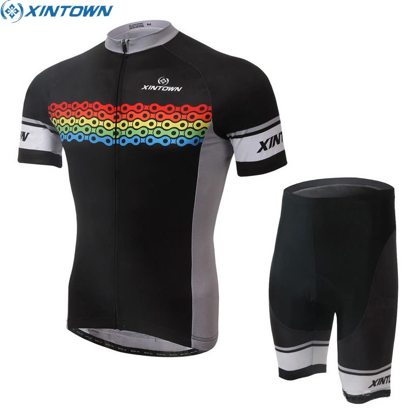 

XINTOWN Pro Team Cycling Ropa Ciclismo Bike Bicycle Short Sleeve Cycling Jersey Top Quick-Dry Shorts Sets Black