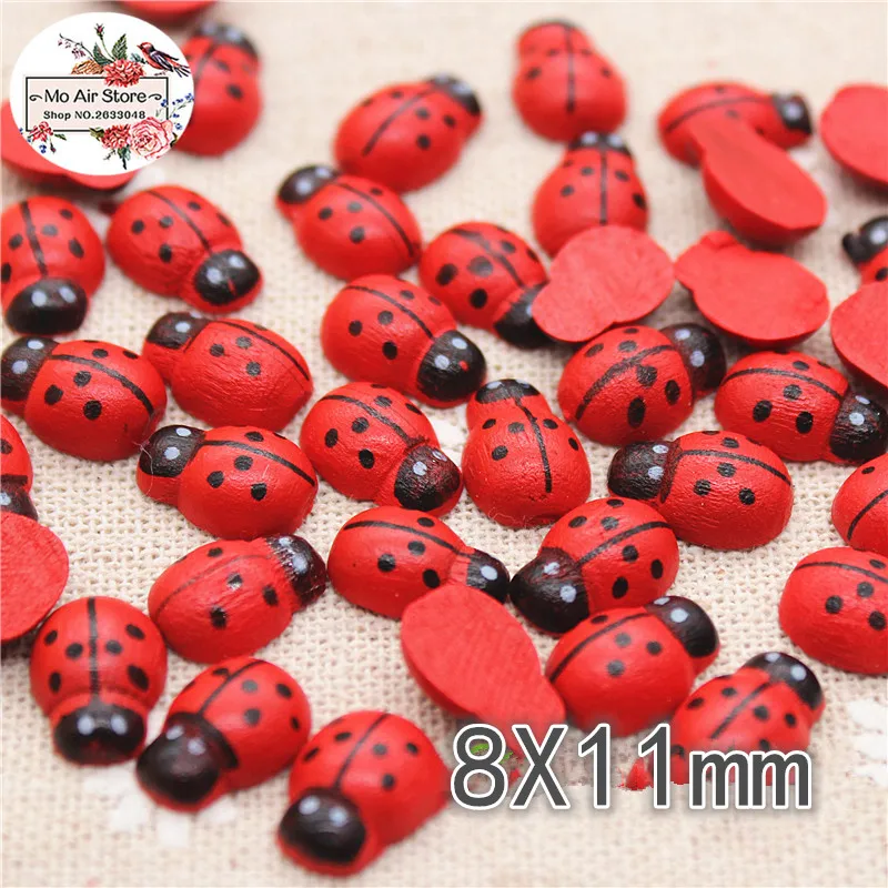 Декоративная деревянная пуговица Красная божья коровка/пчела плоская спина