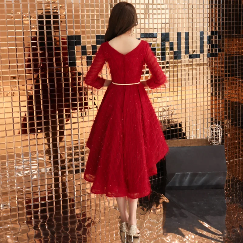 Вечернее платье weiyin de soiree Новое Элегантное Длинное Платье винно красного цвета с