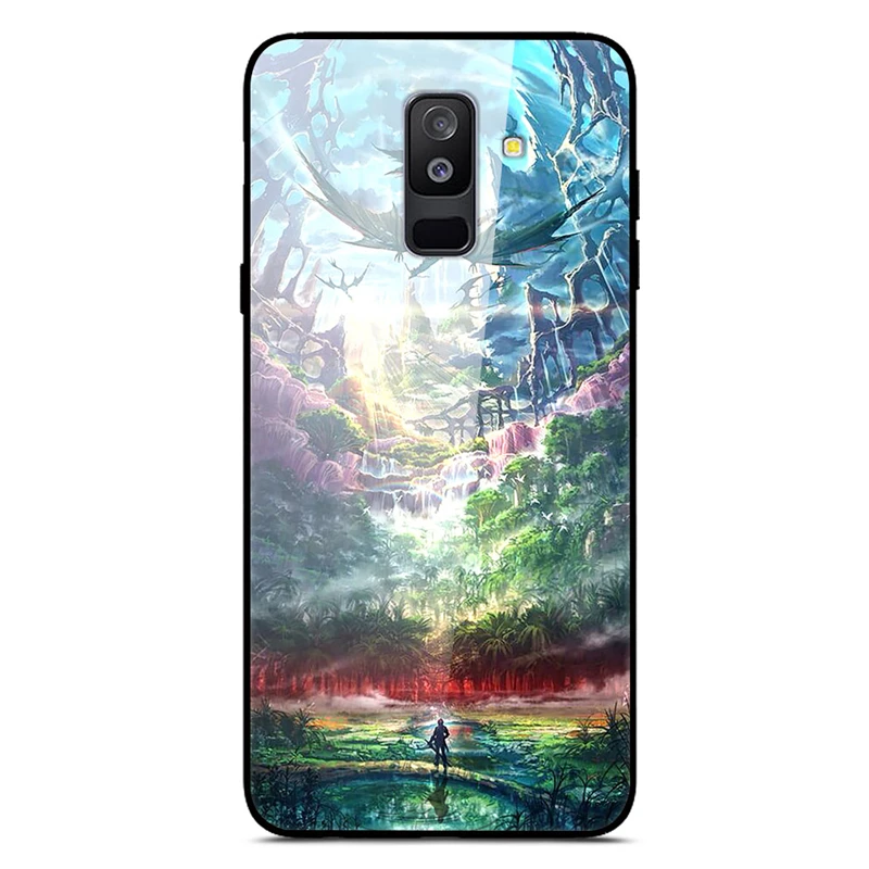 Для samsung Galaxy A6 Plus чехол из закаленного стекла с изображением планеты Космос чехол-накладка для samsung A6 Plus A605F+ жесткий чехол из поликарбоната