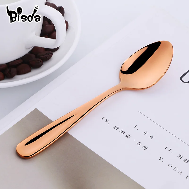 Rose gold 1pc Красочные чайные нержавеющая сталь для ложек кофейная ложка столовые приборы уникальная серебряная маленькая ложка розовое золото мини-ложка десерт совок для вечерние - Цвет: Rose gold 1pc