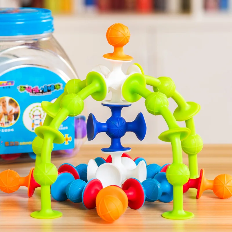 Новые Мягкие строительные блоки для детей DIY Squigz Sucker забавные Силиконовые Блоки модель строительные игрушки творческие подарки для детей мальчик