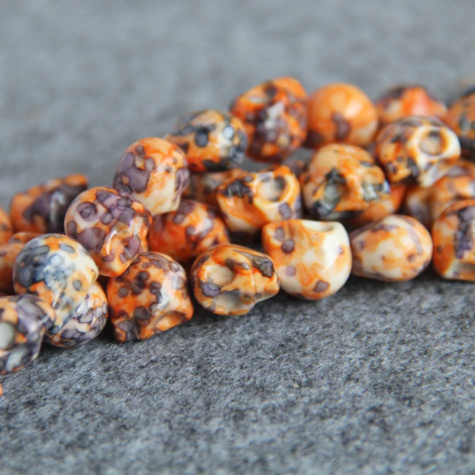 10*12 мм турецкий камень желтый череп бусины сделай сам Howlite Lucky 15 &quot2 шт./лот дизайн