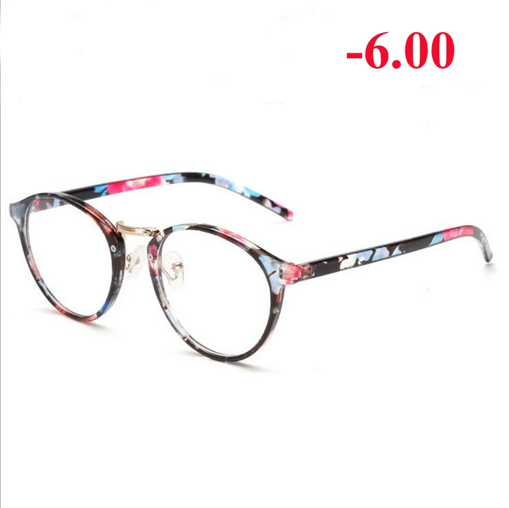 Myopia 600 Мужские и женские очки для близорукости, ретро очки в пластиковой металлической оправе, оптические овальные диоптрийные очки-1,0-1,5-2,0-2,5-3,0-3,5-6,0 - Цвет оправы: Myopia 600