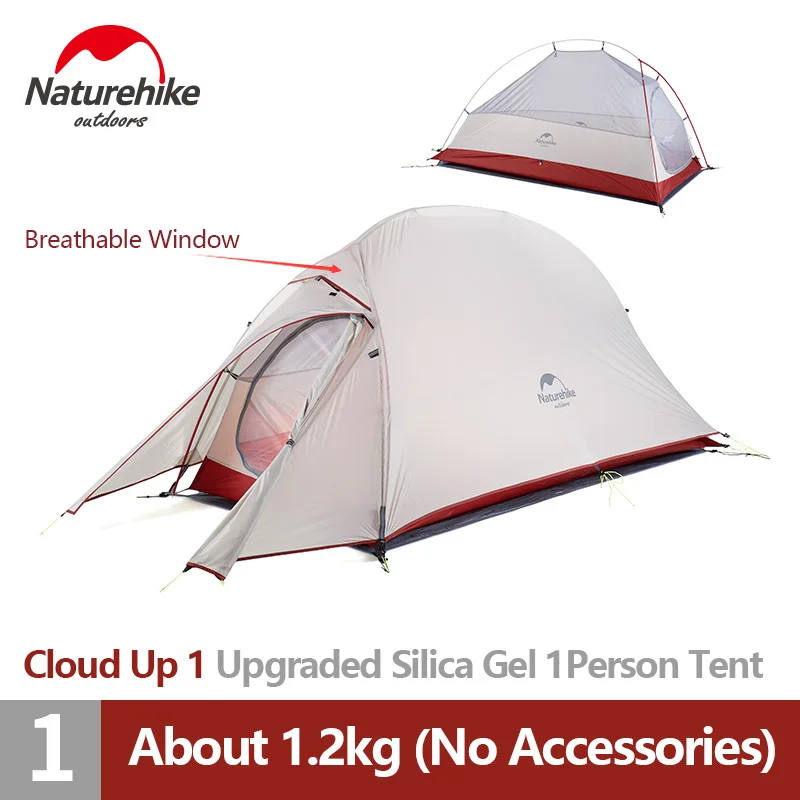 Палатка Naturehike Cloud Up1 туристическая Ультралегкая 20D силиконовый алюминиевый полюс