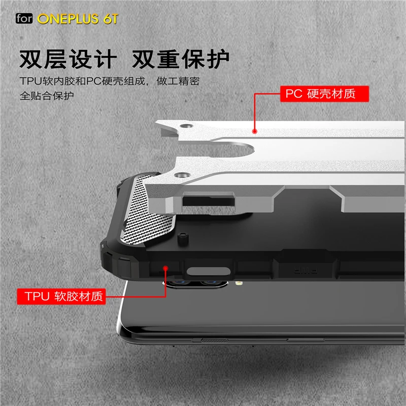 For Oneplus 6T Cover 1+6T Shockproof Armor Hard PC Phone Case Back 6 T Shell Fundas* |