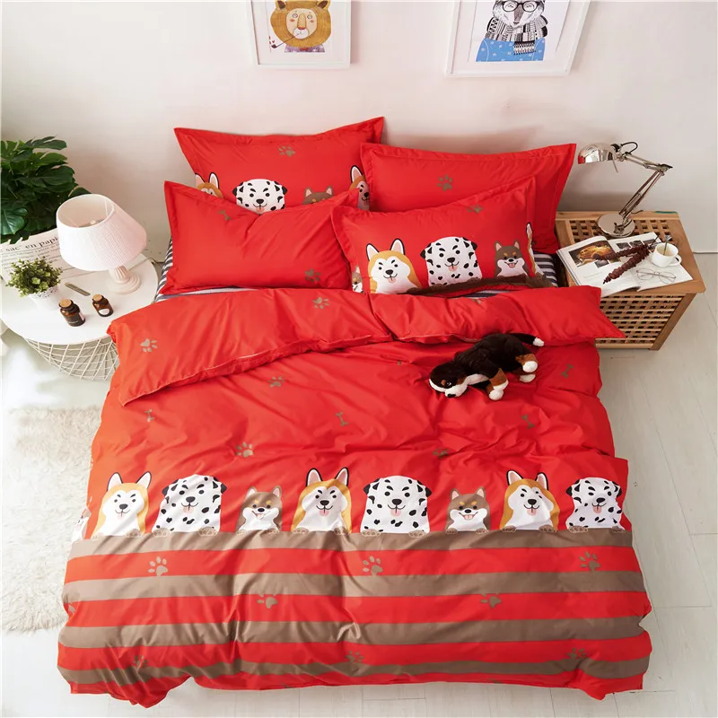 Модный комплект мягкого постельного белья из полиэфирной ткани с рисунком щенка