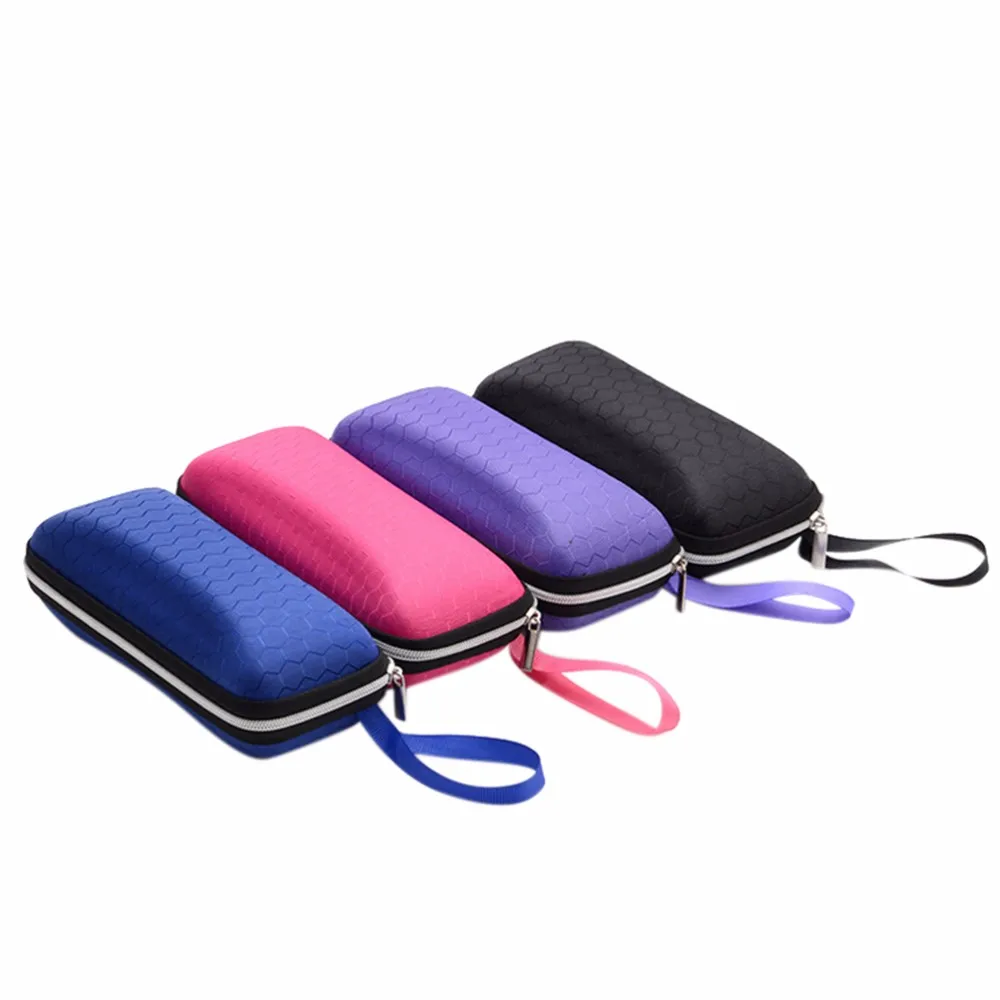 

High Quality Men Women Portable sunglasses case Holder glasses box with lanyard zipper eyeglass cover Protector Box