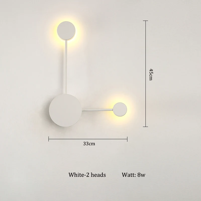White-2 heads Современный светодиодный настенный светильник черного/золотого/белого цвета для гостиной, спальни, прикроватной тумбочки, скандинавские декоративные дизайнерские настенные светильники для коридора, отеля - Цвет абажура: White-2 heads
