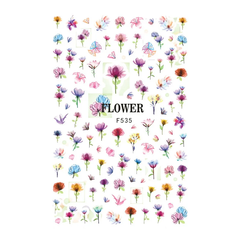Горячее предложение 1 лист стикер для дизайна ногтей Цветочный узор маникюр