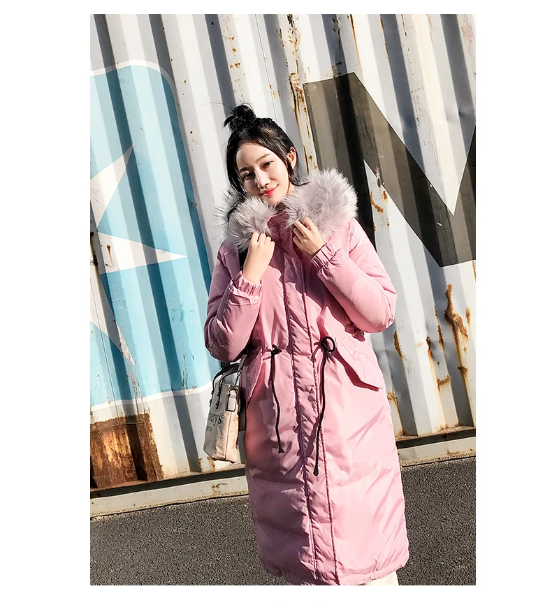 New Arrival 2018 Women Thick Warm Cotton Long Parka Large Fur Collar Plus Size Winter Puffer Jacket Padded Pink Coat Outerwear | Женская