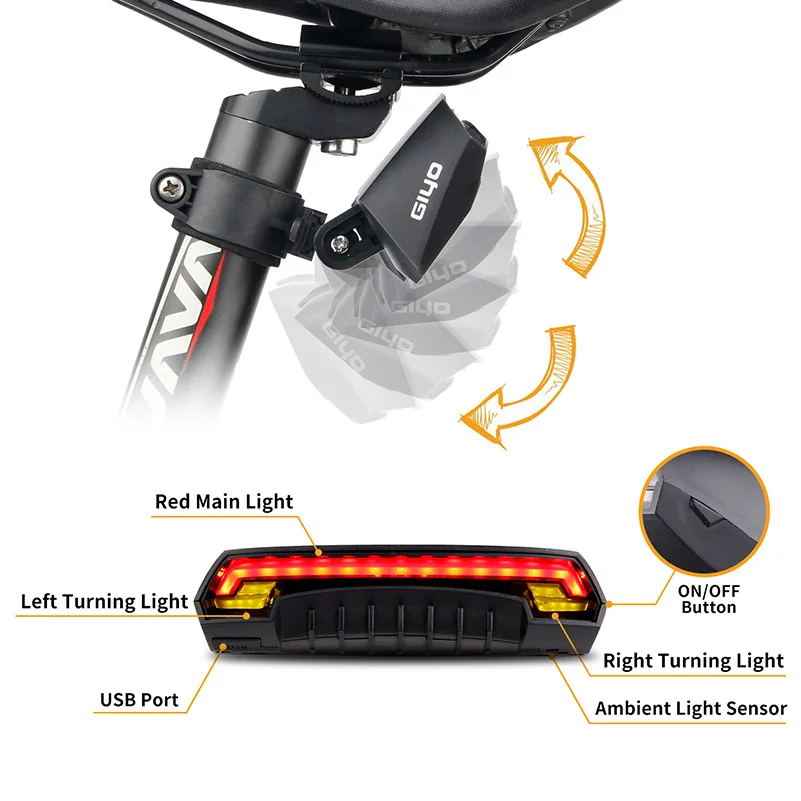 

85 Lumen Bicycle Taillight USBRechargeable Rear light Safety Warning Cycling light Wireless Remote Control Laser Bike Taillight