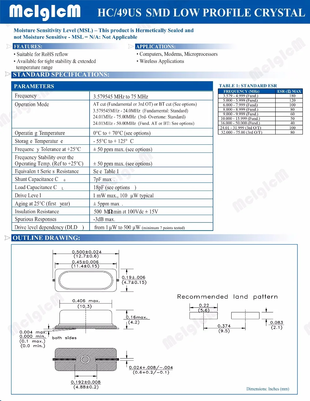 1000pcs smd hc-49s 14.7456MHz 20ppm 20pF quartz resonator crystal | Электронные компоненты и принадлежности