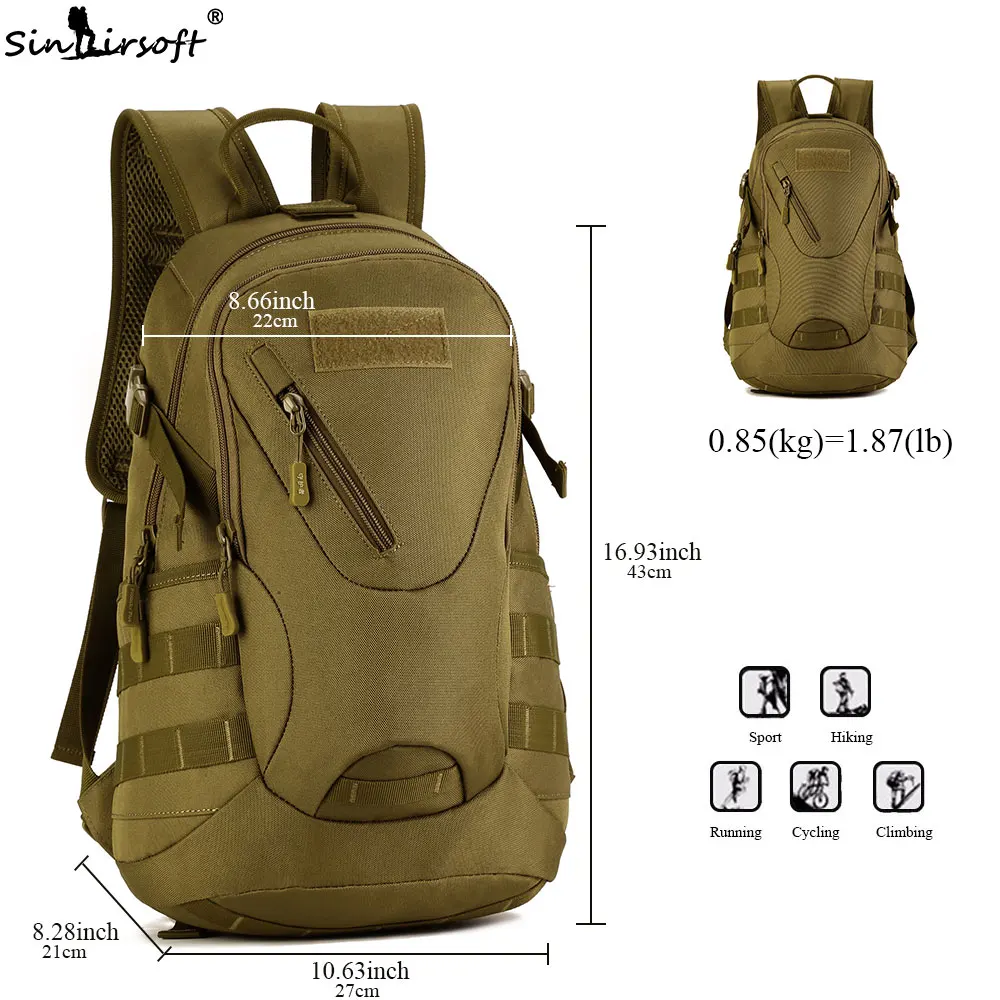 Sinairsoft Новинка 2017 года Водонепроницаемый 3D Военная тактика рюкзак мешок 20L для