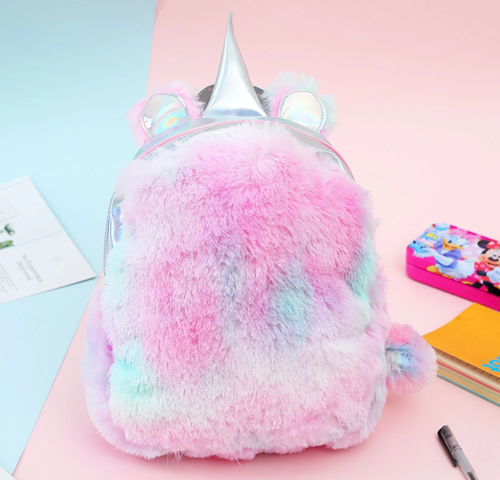 Модные женские рюкзаки Mochila с милым единорогом, Мультяшные рюкзаки Kawaii, кожаные голограммы, женские школьные сумки для девочек, кожаный рюкзак