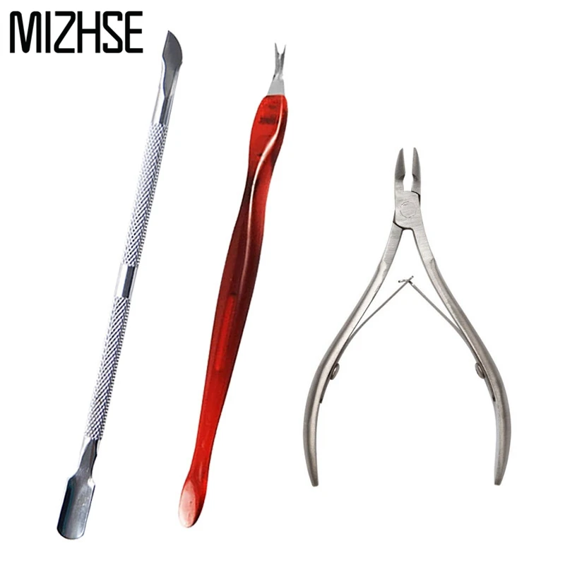 Set 02 MIZHSE гель лак для ногтей маникюрный набор из нержавеющей стали кутикулы толкатель мертвой кожи Педикюр Маникюр ногтей шлифовальный пилочка щетка для чистки - Цвет: Set 02