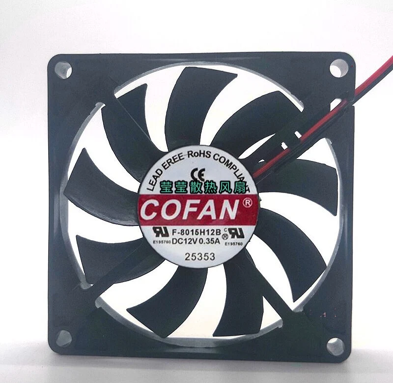 

Новый вентилятор для COFAN F-8015H12B 8015 Сервер охлаждающий вентилятор DC 12V 0.35A 80x80x15 мм 2-провод