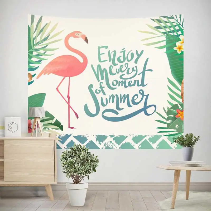 Пользовательские Фламинго гобелен животных попугай природа тропические листья