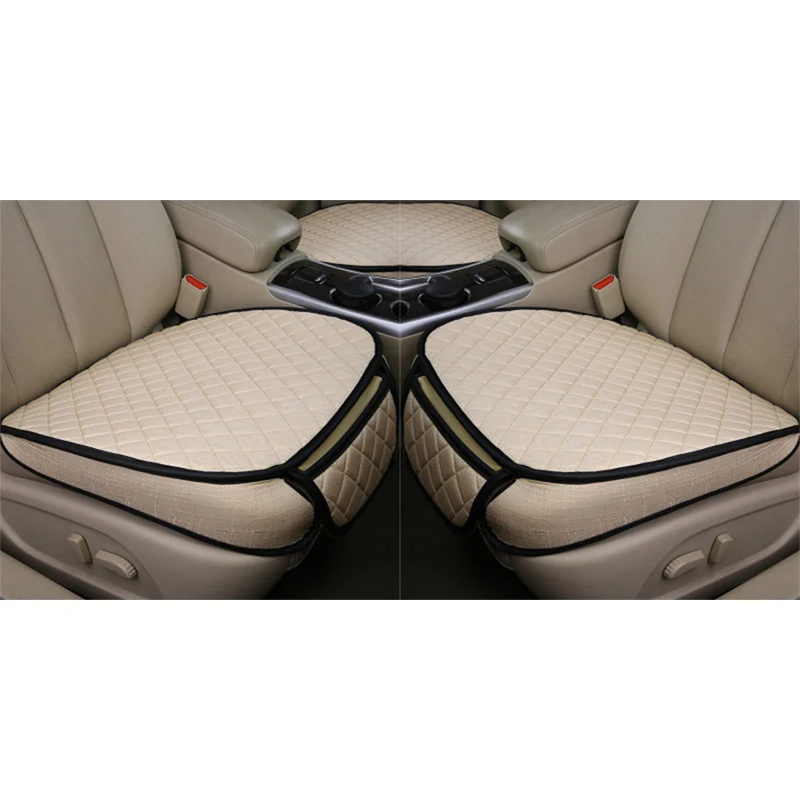 Beige Front 2pcs Автомобильный Стайлинг чехлы для сидений автомобиля из дышащего льна, чехлы для сидений автомобиля, набор универсальных автомобильных сидений, подушки, защитные аксессуары - Название цвета: Beige Front 2pcs