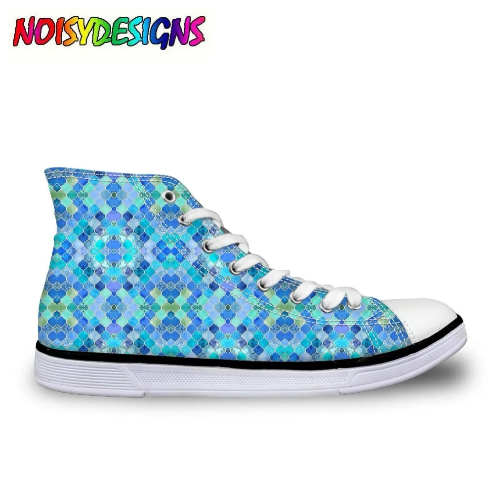 Soft Bright Pastel Floral Moroccan Printed Vulcanize Shoes High Top Women Casual Canvas Flats Female Comfortable | Обувь