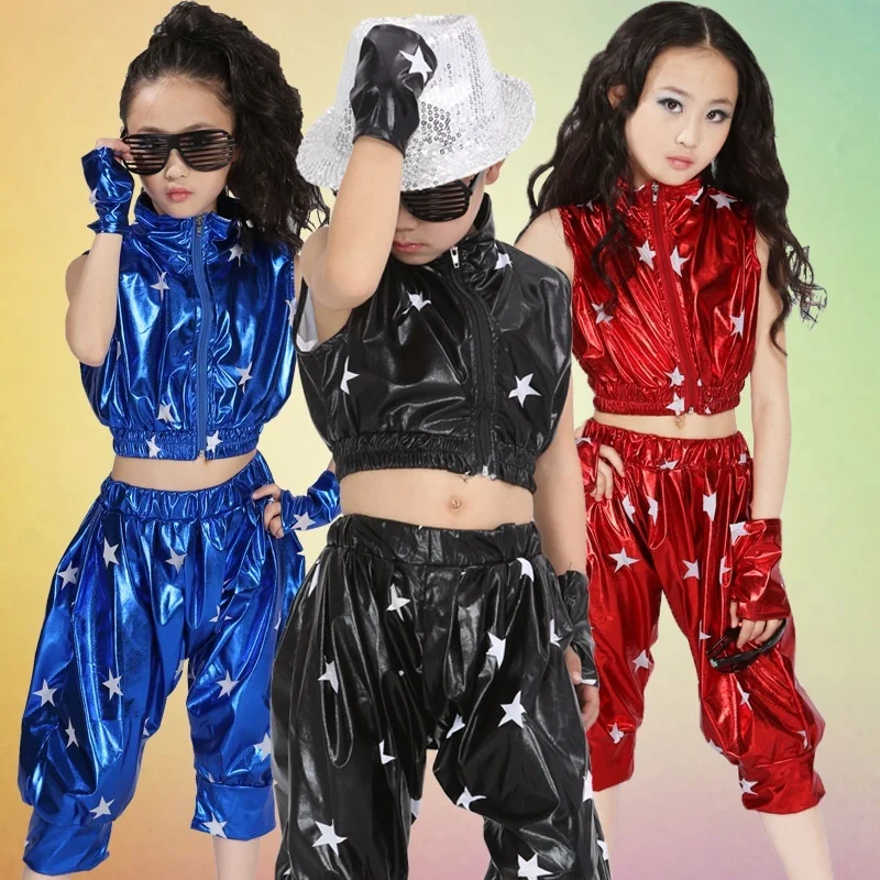 Children's Bright Modern Jazz Dancewear Costumes Boys Hip Hop dance Tops+Pants |