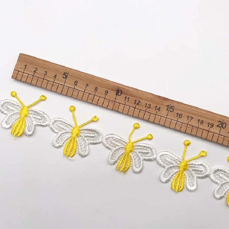 2 ярдов разноцветные бабочки Цветы аппликация с кружевной отделкой обрезки ленты