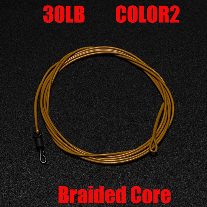 30LB COLOR2 1 шт. леска для ловли карпа, плетеная/фторуглеродная/нейлоновая леска с зажимом для ловли карпа, быстросменная вертлюжная длина 1 м, 10 цветов - Цвет: 30LB COLOR2