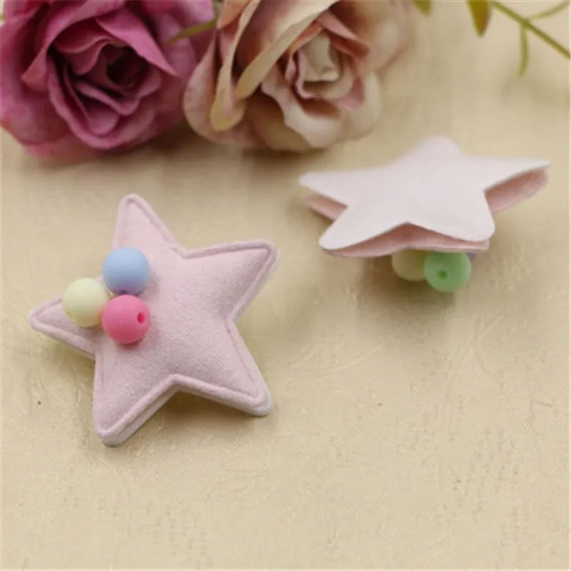 Wholesale 40PCs Cartoon Cute Fabric Stars Button Patch with Round Balls Decor Kawaii Girls Hair Jewelry Bow Center Ornament DIY | Украшения