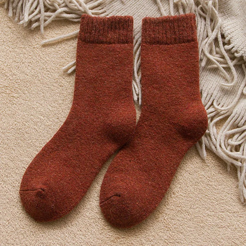 

Autumn and winter new thickening terry rabbit wool women's socks solid color warm tube socks