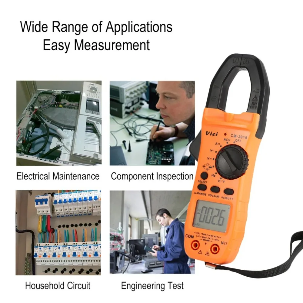 Vici CM-2016 Ручной цифровой клещи мультиметр AC/DC напряжение тока Ом NCV тестер