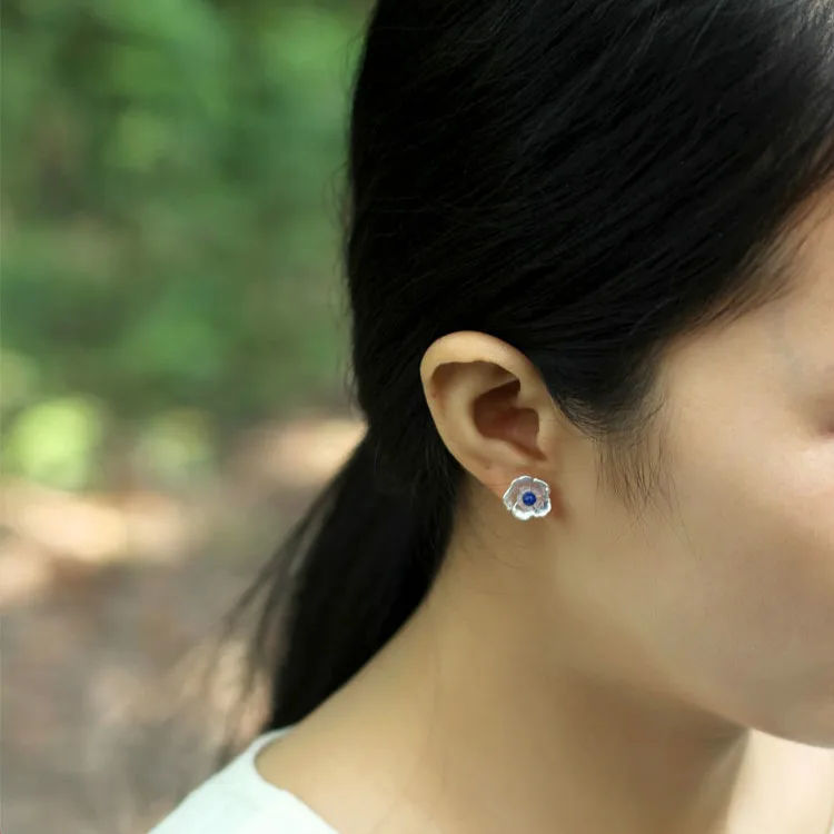 

Flyleaf 925 Sterling Silver Lapis Lazuli Shell Flowers Stud Earrings High Quality Elegant Lady Gift Sterling-silver-jewelry