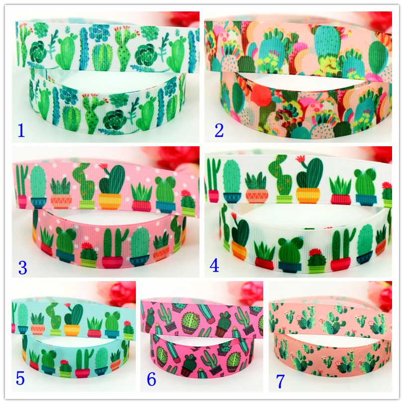 7/8'' Free shipping cactus flowers printed grosgrain ribbon hairbow headwear party decoration diy wholesale 22mm D563 | Дом и сад