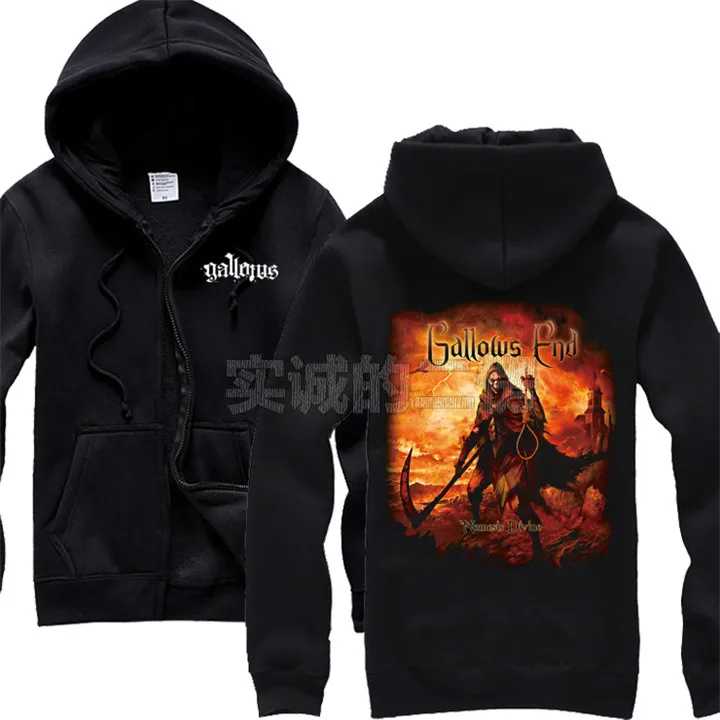 9 Designs Streetwear Zipper Sweatshirt Gallows tracksuit Rock Hoodies shell jacket punk Skull metal sudadera death fleece | Мужская
