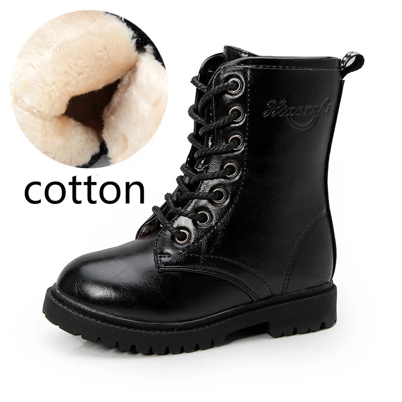 black AIKELINYU/ г.; осенние детские ботинки Martens; модные ботинки в британском стиле для больших девочек; зимние высокие водонепроницаемые ботинки для мальчиков - Цвет: black