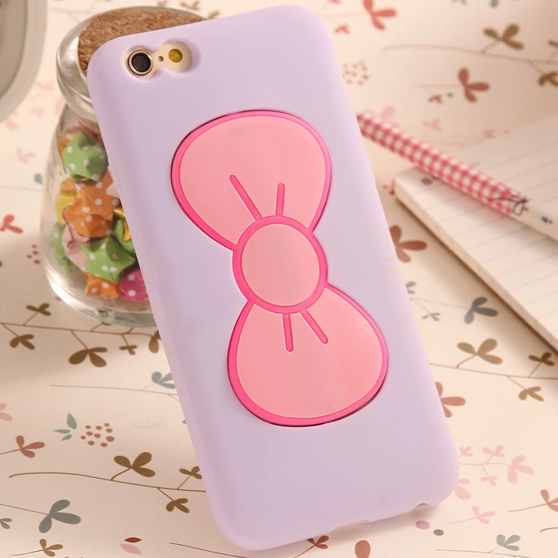 Для Iphone 7 plus 3D Мультфильм Case Симпатичные Смычка Бабочки Стенд Держатель обложка