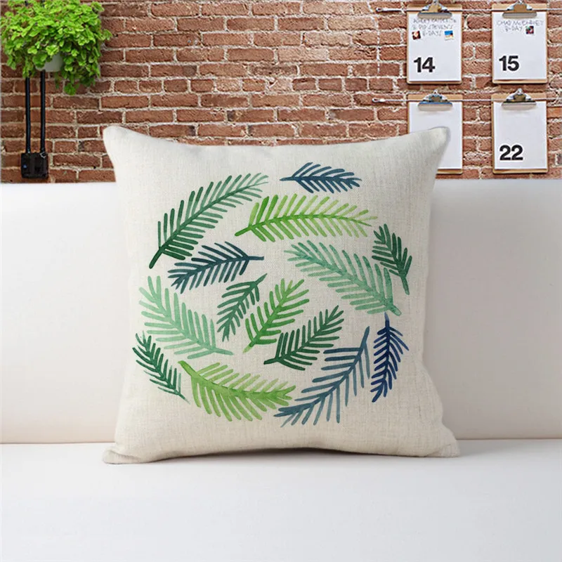 wholesale gift pillow cover Green tropical fern ripples stripe party decorative cushion car home sofa Decor case | Дом и сад