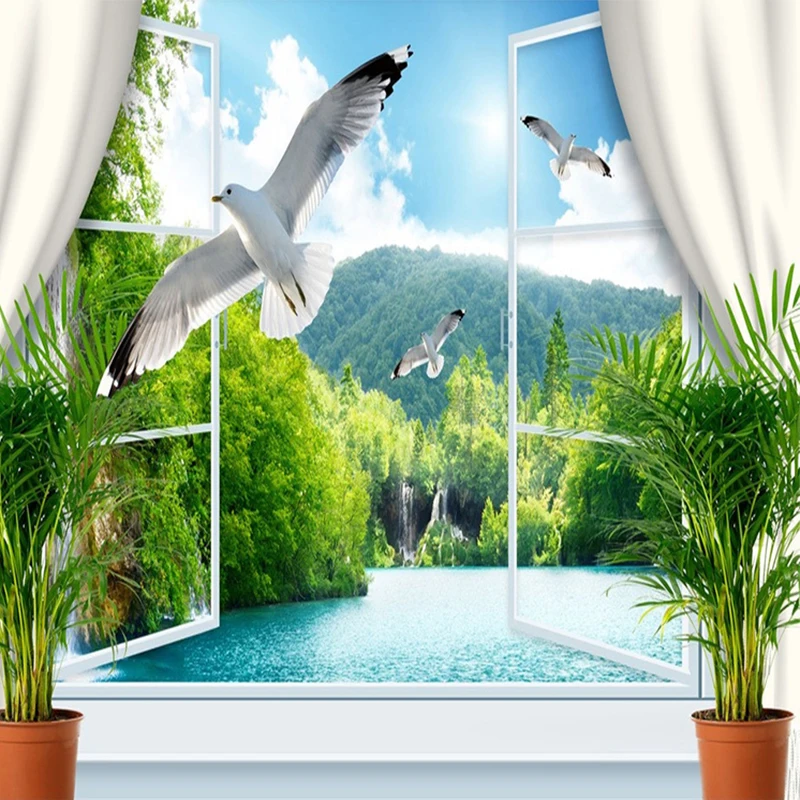 Классические фотообои в китайском стиле с водопадом озером Dove пространственный